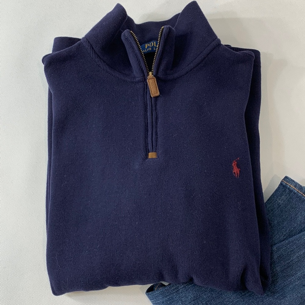 Polo by Ralph Lauren Zip-Neck Navy Blue Men’s Woven Sweatshirt - Never Worn! XL